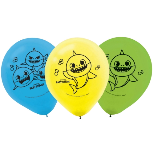 Baby Shark Latex Balloons Pk 6
