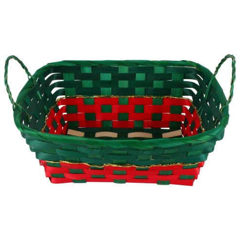 Christmas Bamboo Basket Square 27cm EA