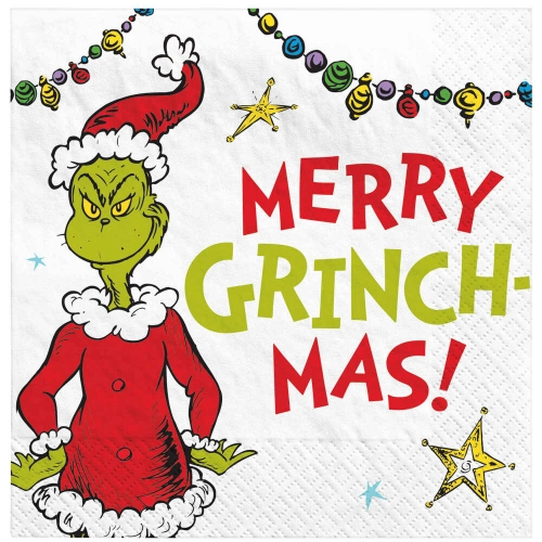 The Grinch Merry Grinchmas Napkin Beverage Pk 16 LIMITED STOCK
