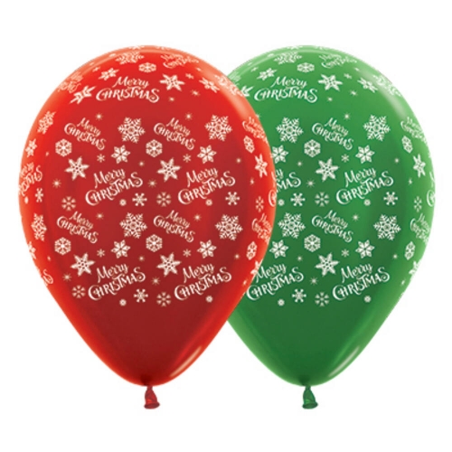Balloon Latex 28cm Merry Christmas PK 25