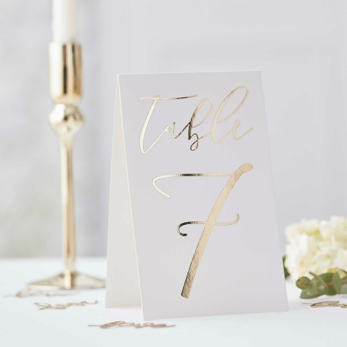 Gold Wedding Table Card Numbers Pk 12