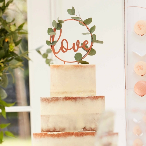 Botanical Wedding Love Hoop Cake Topper 18cm ea