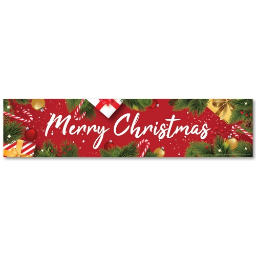 Christmas Wreath Banner 841mm x 195mm Ea LIMITED STOCK
