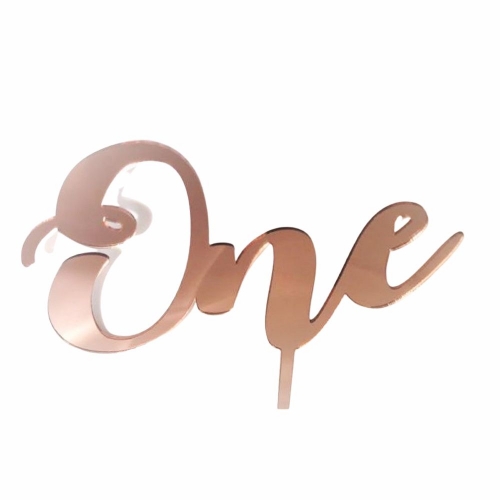 Cake Topper ONE Rose Gold Acrylic 13cm Ea