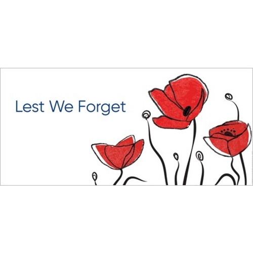 Anzac Day Lest We Forget Poppy Banner 841 x 390mm Ea