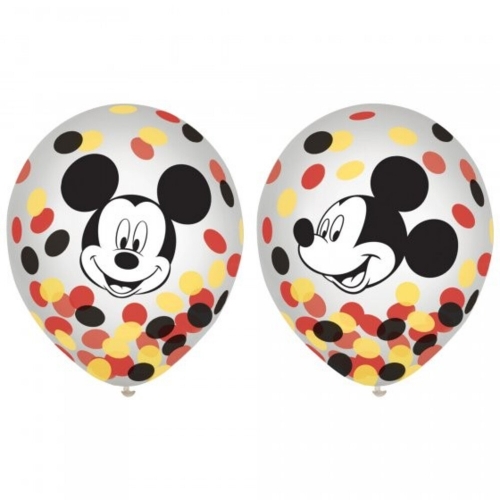 Mickey Mouse Latex Confetti Balloon 28cm Pk 6
