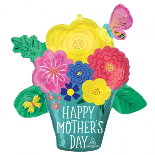 Balloon Foil Supershape Mothers Day Flower Pot Ea LIMITED STOCK
