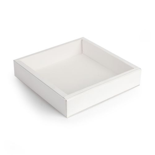 Cookie Box & Lid White Square 15.5cm x 2.5cm Ea