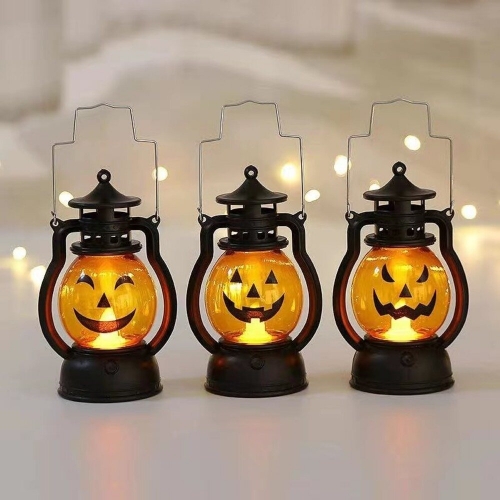 Halloween Pumpkin Lantern with LED 12cm Ea