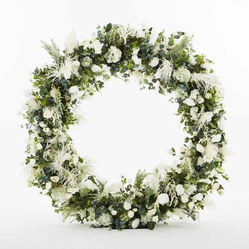 Floral Hoop with Artifical Foliage & White Flowers 2m HIRE