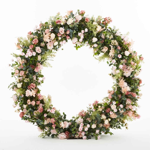 Floral Hoop with Artifical Foliage & Pink Flowers 2m HIRE