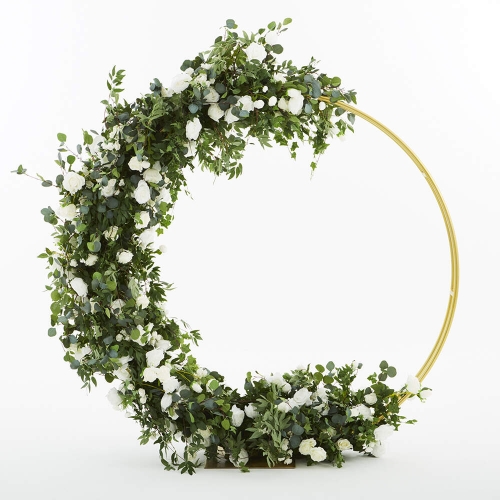 Floral Arc Hoop with Artifical Foliage and White Flowers 2m HIRE