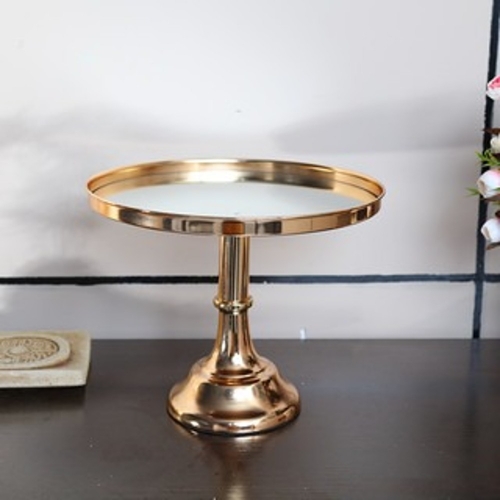 Cake Stand Metal Mirror Gold 30cm HIRE