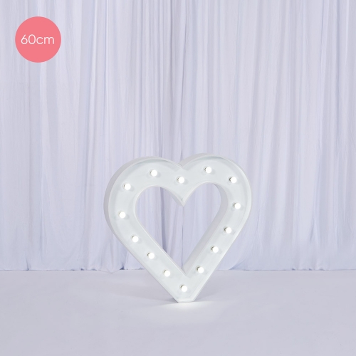 Marquee Heart 60cm White Metal with Lights HIRE