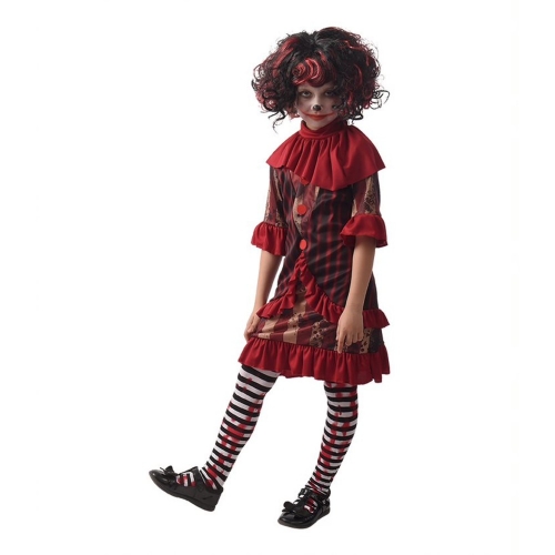 Costume Creepy Clown Girl Child Large Ea