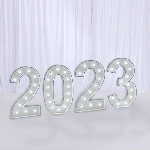 Marquee Number Set of 4 1.2m White Metal with Lights HIRE