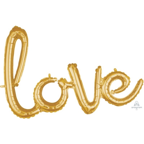 Balloon Foil Script Word LOVE Gold 78cm Ea