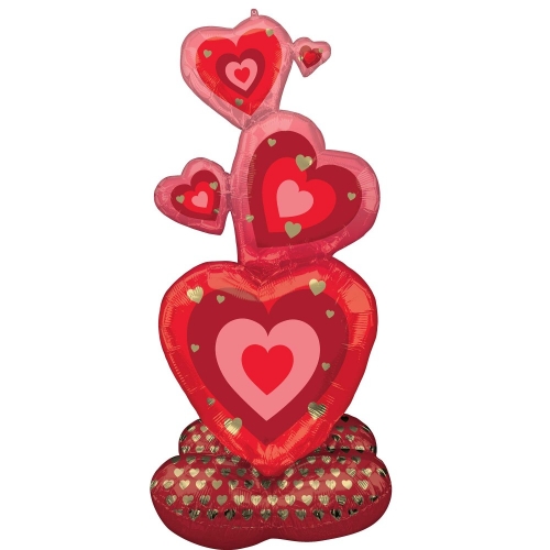 Balloon Foil AirLoonz Stacked Hearts 1.4m Ea