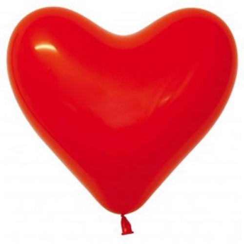 Balloon Latex 28cm Red Hearts Pk 12