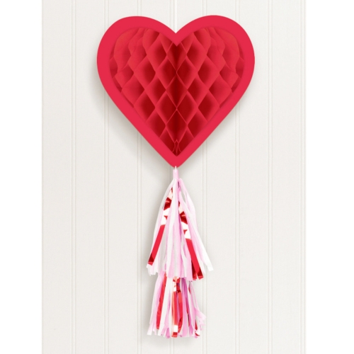 Honeycomb Heart Decoration Hanging 56cm Ea LIMITED STOCK