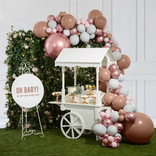 Candy Cart Pak18 Floral Backdrop , Acrylic Personalisation & 5m Ultimate Balloon