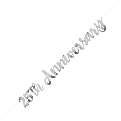 Banner Script Happy 25th Anniversary Silver 1.5m ea LIMITED STOCK