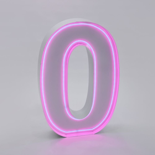 Marquee Neon Number 0 1.2m White Metal HIRE