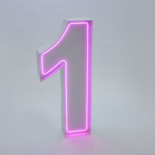 Marquee Neon Number 1 1.2m White Metal HIRE