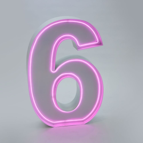 Marquee Neon Number 6 1.2m White Metal HIRE