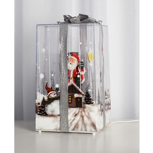 Christmas Gift Box with Santa Animated 27.5cm Ea