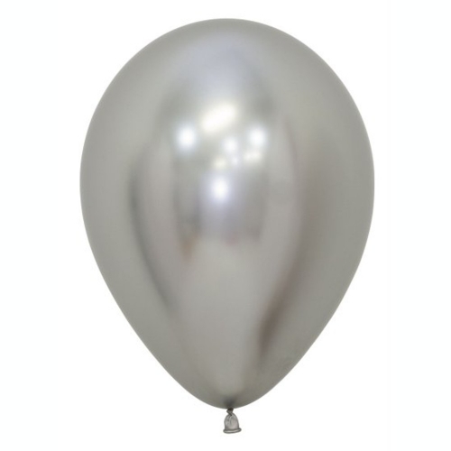Balloon Latex 28cm Reflex Chrome Silver pk 50