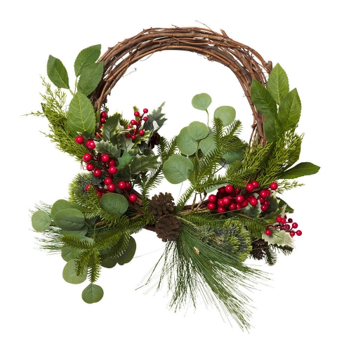 Christmas Merry Berry Half Wreath 50cm Ea