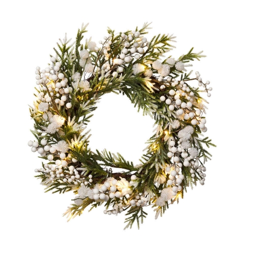 Christmas Alabaster Wreath with LED 60cm Ea