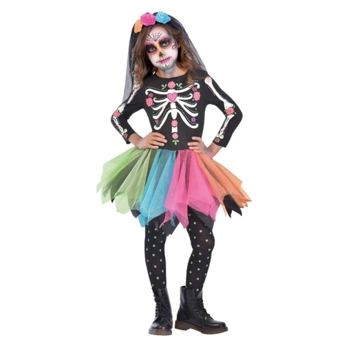 Costume Mexican Sugar Skull Child Large Ea