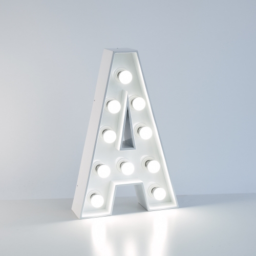 Marquee Letter A 1.2m White Metal with Lights HIRE