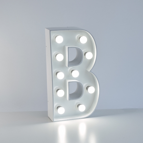 Marquee Letter B 1.2m White Metal with Lights HIRE