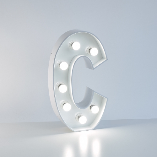 Marquee Letter C 1.2m White Metal with Lights HIRE