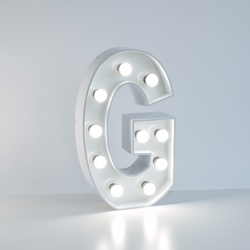 Marquee Letter G 1.2m White Metal with Lights HIRE