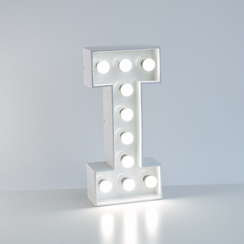 Marquee Letter I 1.2m White Metal with Lights HIRE