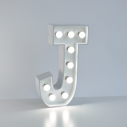 Marquee Letter J 1.2m White Metal with Lights HIRE