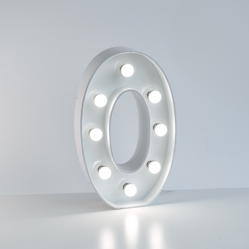 Marquee Letter O 1.2m White Metal with Lights HIRE