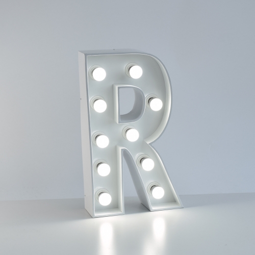 Marquee Letter R 1.2m White Metal with Lights HIRE