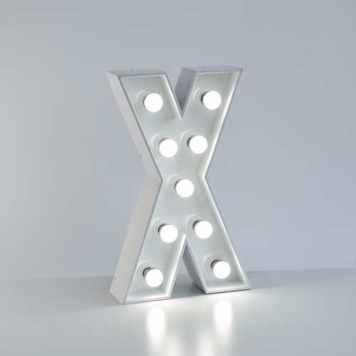 Marquee Letter X 1.2m White Metal with Lights HIRE