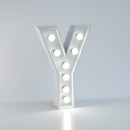 Marquee Letter Y 1.2m White Metal with Lights HIRE