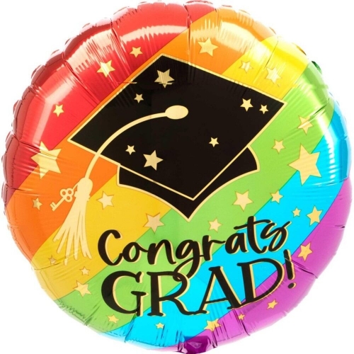 Balloon Foil 45cm Congrats Grad Bold Rainbow Ea