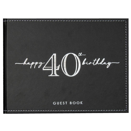 Guest Book 40th Black & Silver Ea