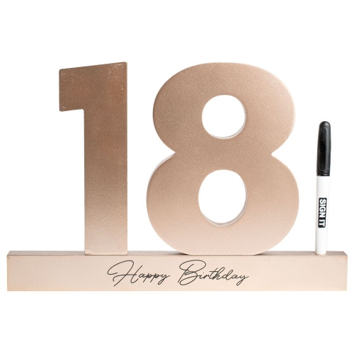 Signature Block 18 Happy Birthday Rose Gold 20cm Ea