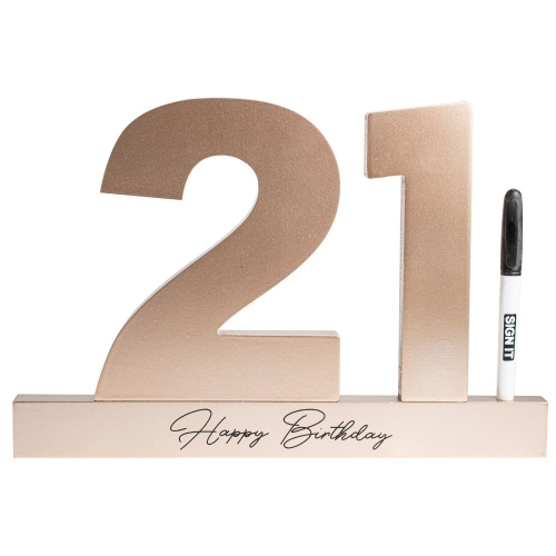 Signature Block 21 Happy Birthday Rose Gold 20cm Ea