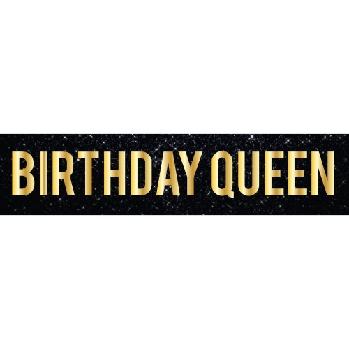 Sash Satin Birthday Queen Glitter Black Ea