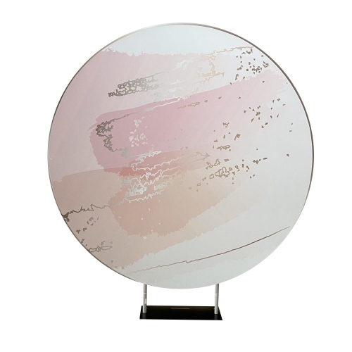 Lombard Vivid Round Backdrop Marble Pink & Gold 2m HIRE